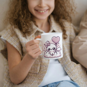 Caneca De Café Kawaii Cutie com um balão de coração