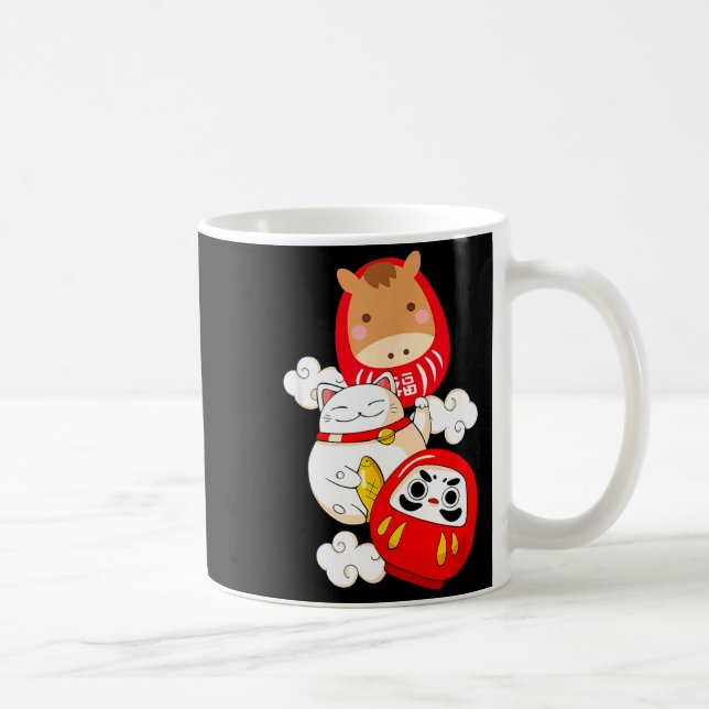 Caneca De Café Kawaii Daruma Japanese New Year 2026 Year Of The H (Direita)