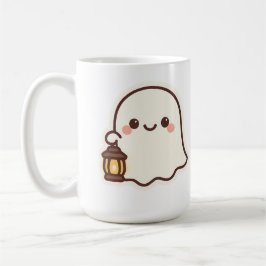 Caneca De Café Kawaii Fantasma com Lanterna - Design de Espírito 