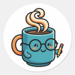 Caneca de Café Kawaii Fofa com Adesivo de Óculos d