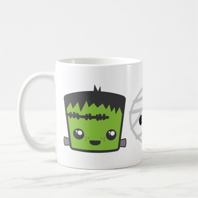 Caneca De Café Kawaii Frankenstein Mummy Dracula Mug (Esquerda)