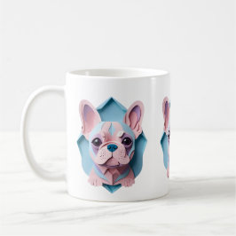 Caneca De Café Kawaii French Bulldog Pastel Paper Cutando Arte