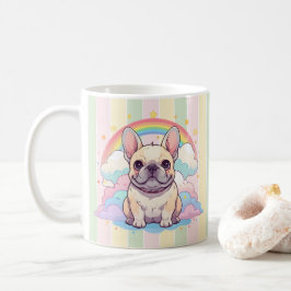 Caneca De Café Kawaii French Bulldog Rainbow Clouds