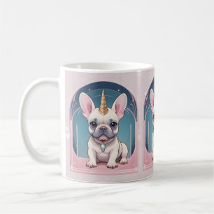 Caneca De Café Kawaii French Bulldog Unicorn Pastel rosa
