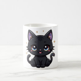 Caneca De Café Kawaii Galaxy Black Cat Mug Cute Celestial Gatinho