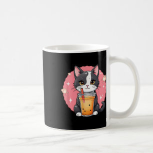 Caneca De Café Kawaii Gato Bonita Boba Tea Estilo Japonês Tuxedo 