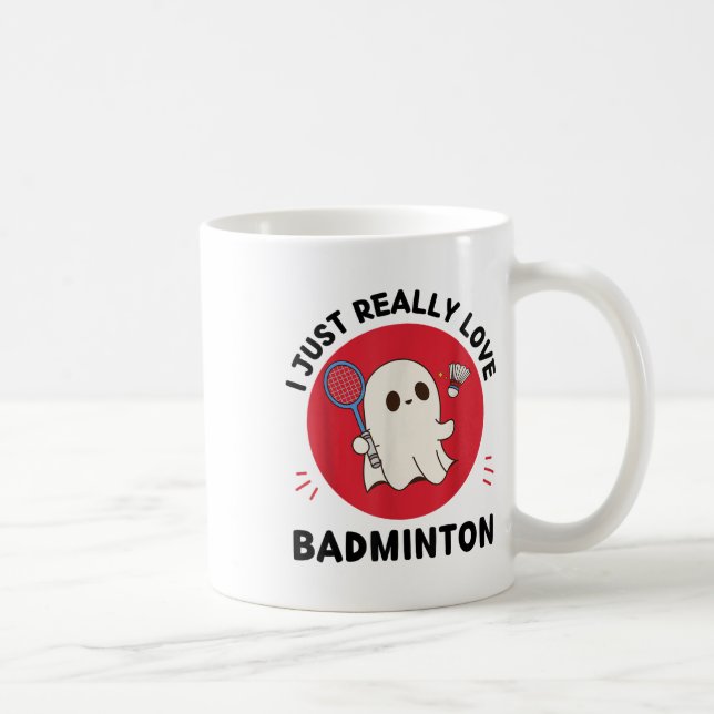 Caneca De Café Kawaii Ghost Badminton Lover Eu Adoro Ba (Direita)