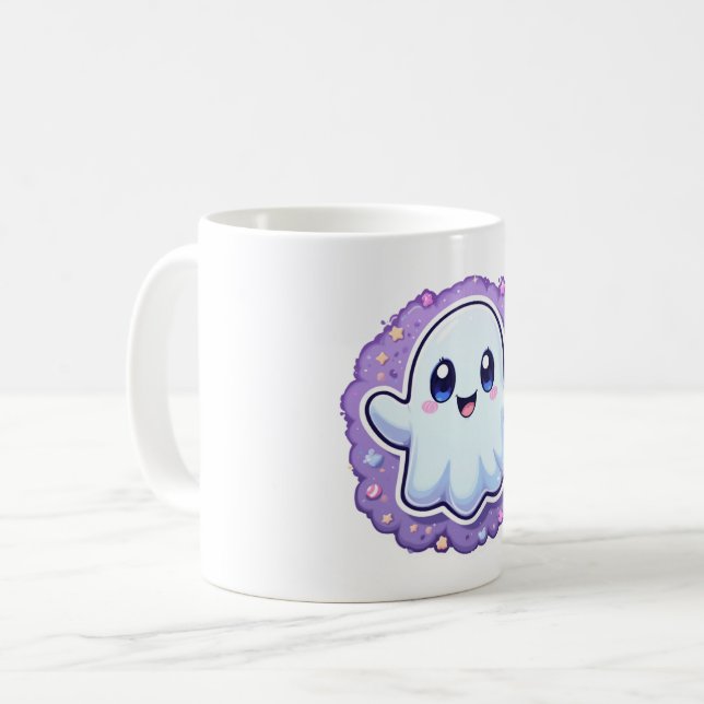 Caneca De Café Kawaii Ghost Mug Cute Pastel Halloween Café Cup (Frente Esquerda)