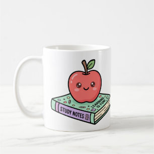 Caneca De Café Kawaii Maçã no Livro Gif Fofo de Agradecimento ao 