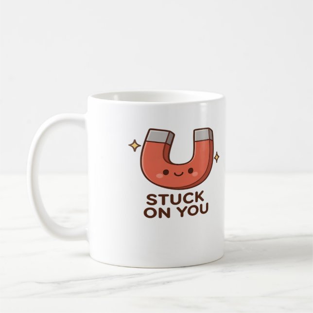 Caneca De Café Kawaii Magnet Stuck On You Cute Playful Style  (Esquerda)