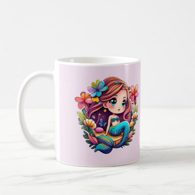 Caneca De Café Kawaii Mermaid (Esquerda)