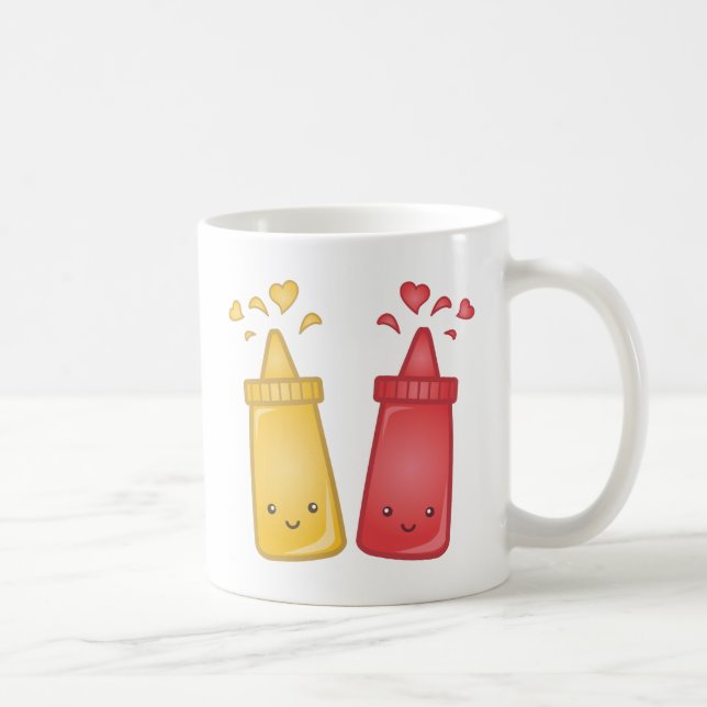 Caneca De Café Kawaii Mustard e Ketchup Love (Direita)