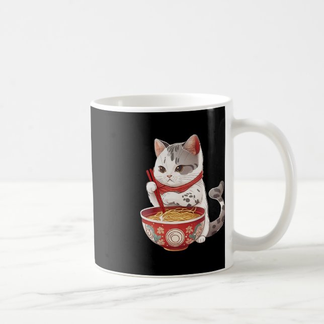 Caneca De Café Kawaii NeKo Cat Comendo Ramen Noodles Comida Japon (Direita)