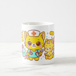 Caneca De Café Kawaii Nurse Cat Duo