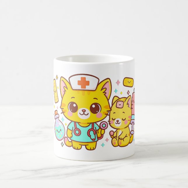 Caneca De Café Kawaii Nurse Cat Duo (Centro)