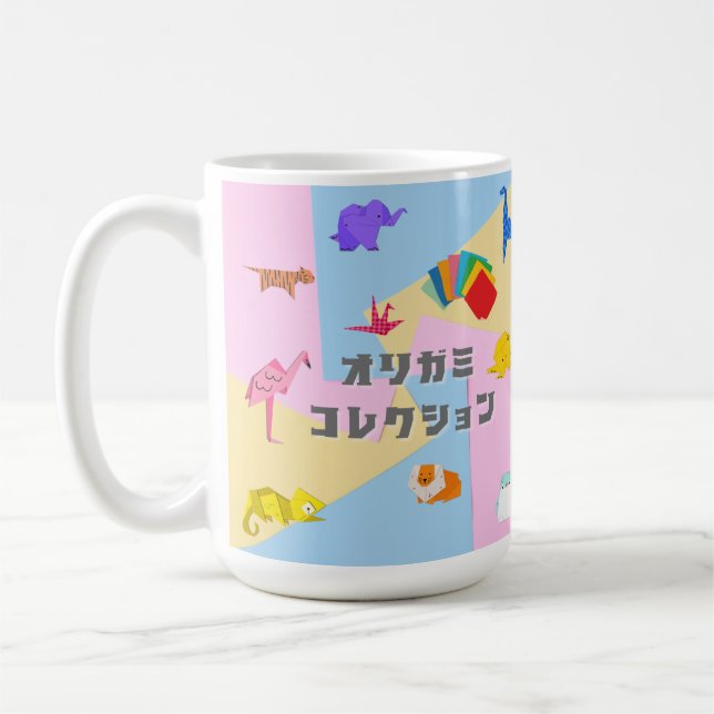Caneca De Café KAWAII　Origami Creatures & Katakana Typography  (Esquerda)
