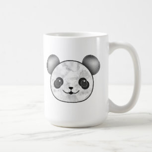 Caneca De Café Kawaii Panda Desenhando Em Preto E Branco