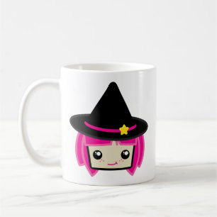 Caneca De Café Kawaii Pink Haired Witg
