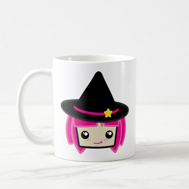 Caneca De Café Kawaii Pink Haired Witg (Esquerda)