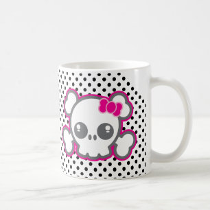 Caneca De Café Kawaii Pink Ribbon Skull Mug