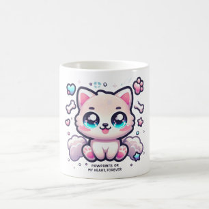 Caneca De Café Kawaii Puppy Mug Pawprint no Meu Coração, para sem