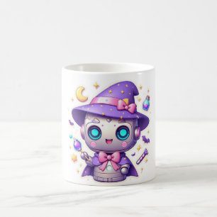 Caneca De Café Kawaii Robot Witch Mug Cute Magical Bot Cup