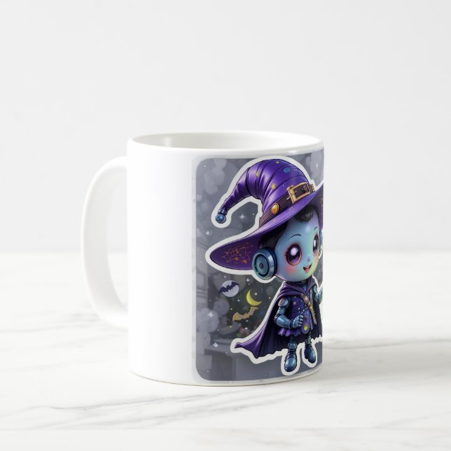 Caneca De Café Kawaii Robot Witg Mug Cute Halloween (Frente Esquerda)