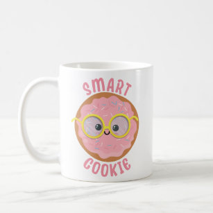 Caneca De Café Kawaii Smart Cookie rosa