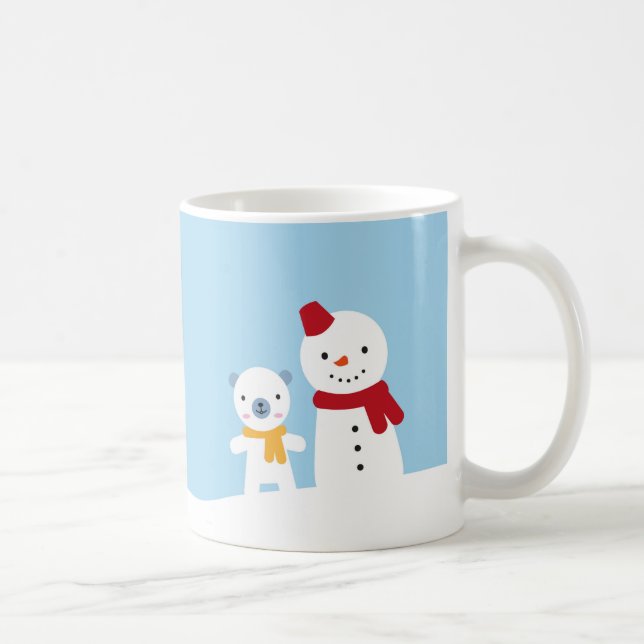 Caneca De Café Kawaii Snow Day with Bunny & Bear Christmas (Direita)