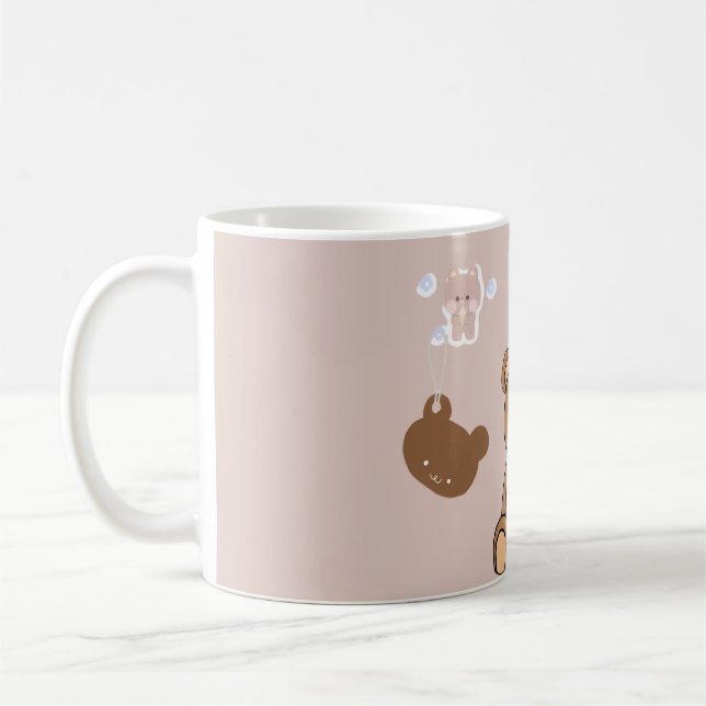 Caneca De Café Kawaii Teddy Bear Illustration (Esquerda)