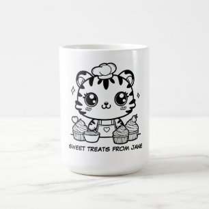Caneca De Café Kawaii Tiger Baker Mug Personalizado Cupcake