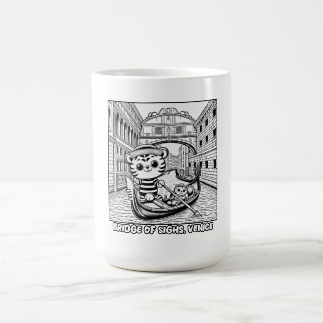 Caneca De Café Kawaii Tiger na Ponte de Veneza dos Orelhos (Centro)