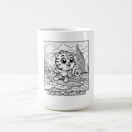 Caneca De Café Kawaii Tiger Surfista no Burj Al Arab Cartoon
