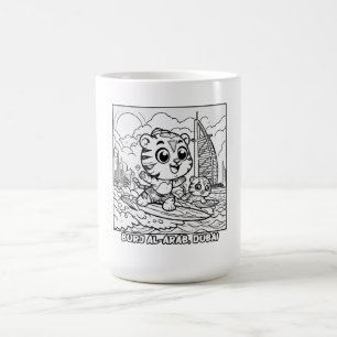 Caneca De Café Kawaii Tiger Surfista no Burj Al Arab Cartoon