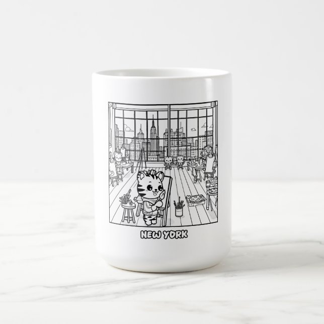 Caneca De Café Kawaii Tigers em um Art Studio em Nova Iorque (Centro)