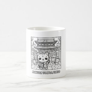 Caneca De Café Kawaii Tigers no Templo de Asakusa, Tóquio