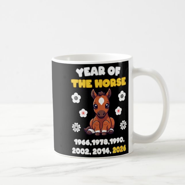 Caneca De Café Kawaii Year Of Horse Chinese Zodiac 2026 Animal  (Direita)