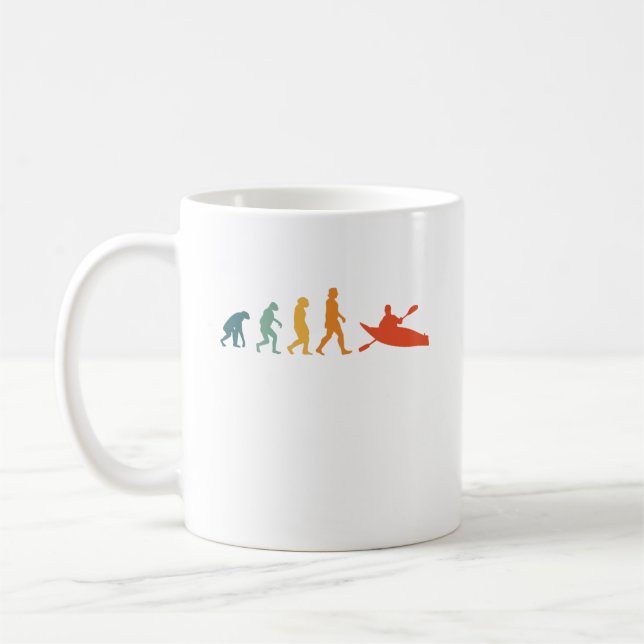 Caneca De Café Kayak Evolution Retro Kayaker Paddling Esporte (Esquerda)