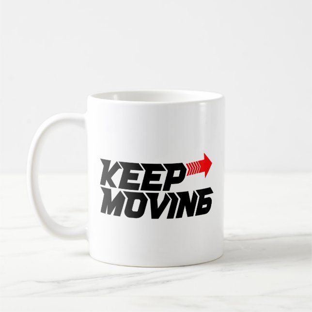 Caneca De Café Keep Moving – Powerful Red Motivation Quote Design (Esquerda)
