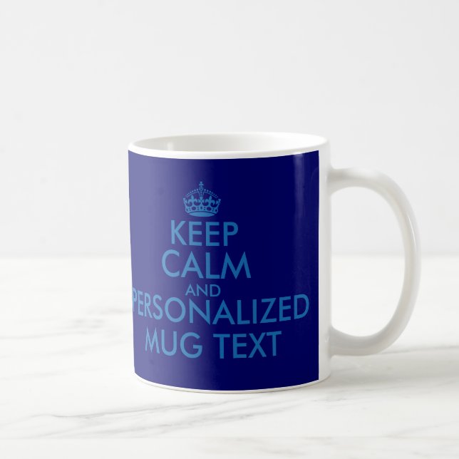 Caneca De Café KeepCalm azul escuro agride o modelo de | (Direita)