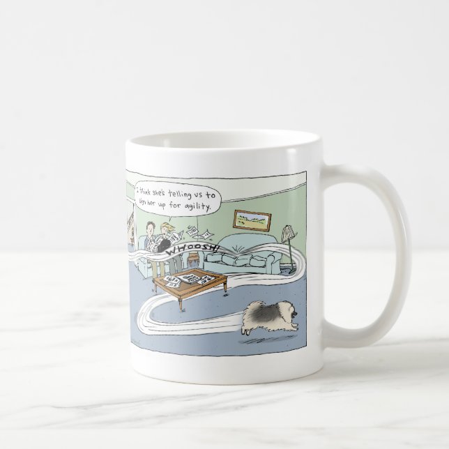 Caneca De Café Keeshond Cartoon Dog Agilidade | Cute Keesie (Direita)