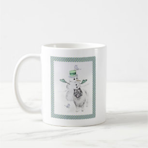 Caneca De Café Keeshond Christmas Snowman Pinting Art