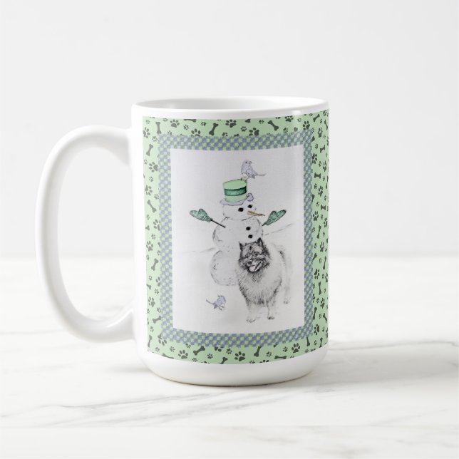 Caneca De Café Keeshond Christmas Snowman Pinting Art (Esquerda)