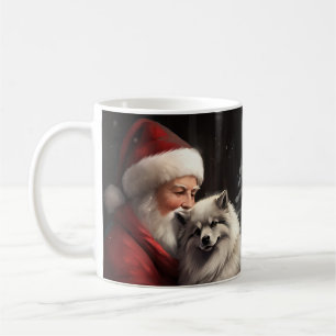 Caneca De Café Keeshond com Papai Noel Natal Festivo