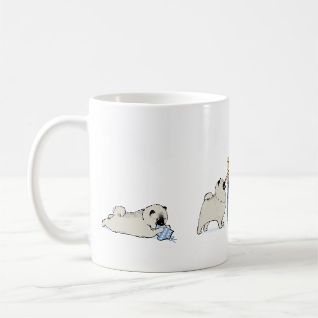Caneca De Café Keeshond Puppies Natal | Feriado de Keesie Cute (Esquerda)