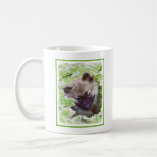 Caneca De Café Keeshond Puppy na Pintura Original