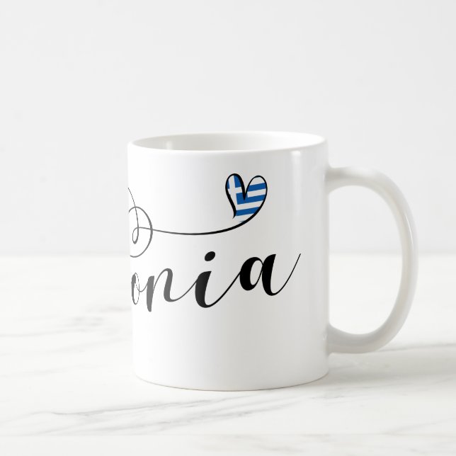 Caneca De Café Kefalonia Heart Flag, Cephalonia, Ilhas Gregas (Direita)