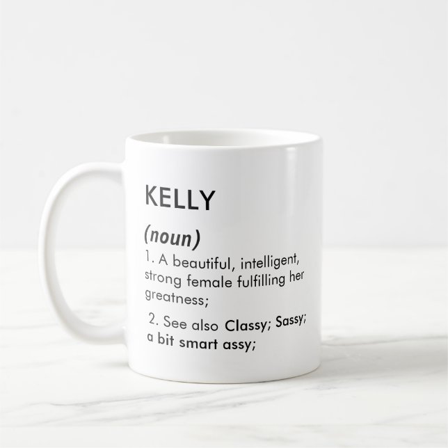 Caneca De Café Kelly name, Editable name, Custom name (Esquerda)