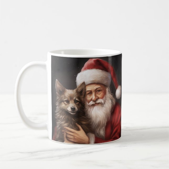 Caneca De Café Kelpie australiano com Papai Noel no Natal (Esquerda)