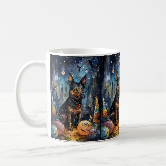 Caneca De Café Kelpie Australiano De Halloween Com Pumpkins Assus (Esquerda)
